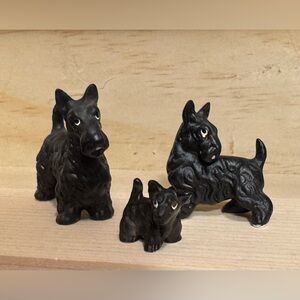 Elegant Black Scottie Dog Bone China Figurine Trio